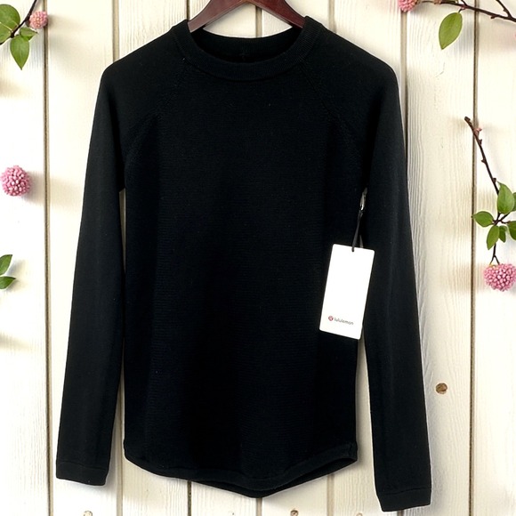 NWT Lululemon Sit‎ In Lotus Sweater 4 BlackMerino Wool Quiet Luxury